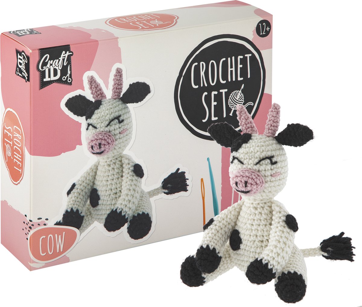 Craft ID Starters Haakpakket Koe | amigurumi haken nederlands | Haakpakketten knuffels | Geschikt voor 12 jaar en ouder | Haakpakketten voor volwassenen